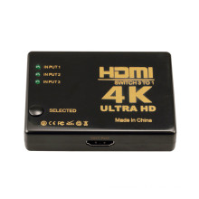 Plastic 3 Port Ultra HD 4K HDMI Switch 3 in 1 out HDMI Video Switcher Switch 3x1 Support 3D IR Remote